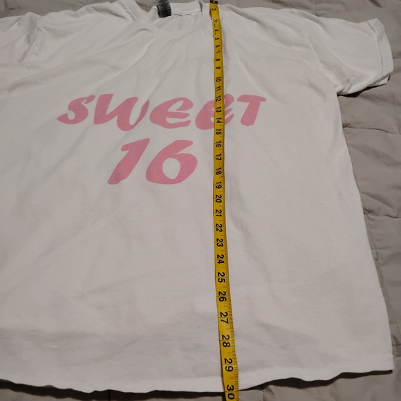 Gildan Sweet 16 Tee - White with Pink | XL - Picture 4 of 8